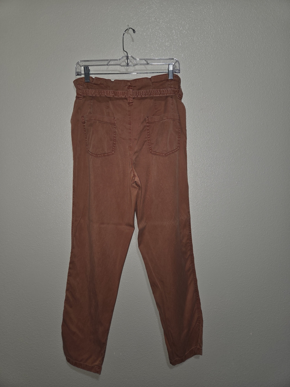 Women's Rust-Brown Belted Casual Pants - Picture 2 of 3